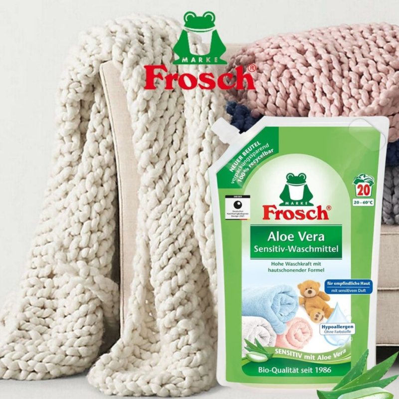 Túi Nước Giặt Quần Áo Hữu Cơ Frosch 1.8L Hương Lô Hội